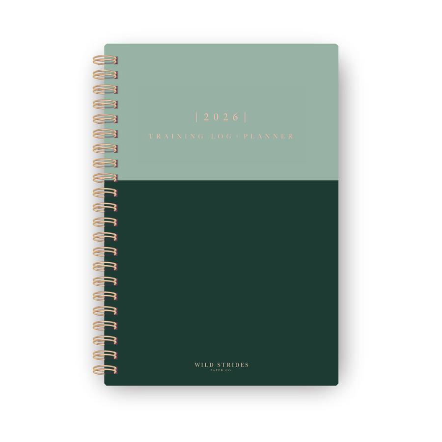 PRE-SALE - 2026 Runner's Training Log + Daily Planner - Green & Rose Gold