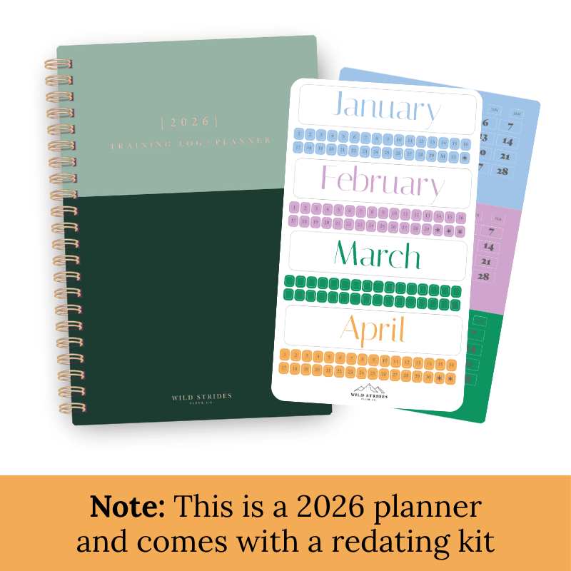 2026 Runner's Training Log + Daily Planner - Green & Rose Gold
